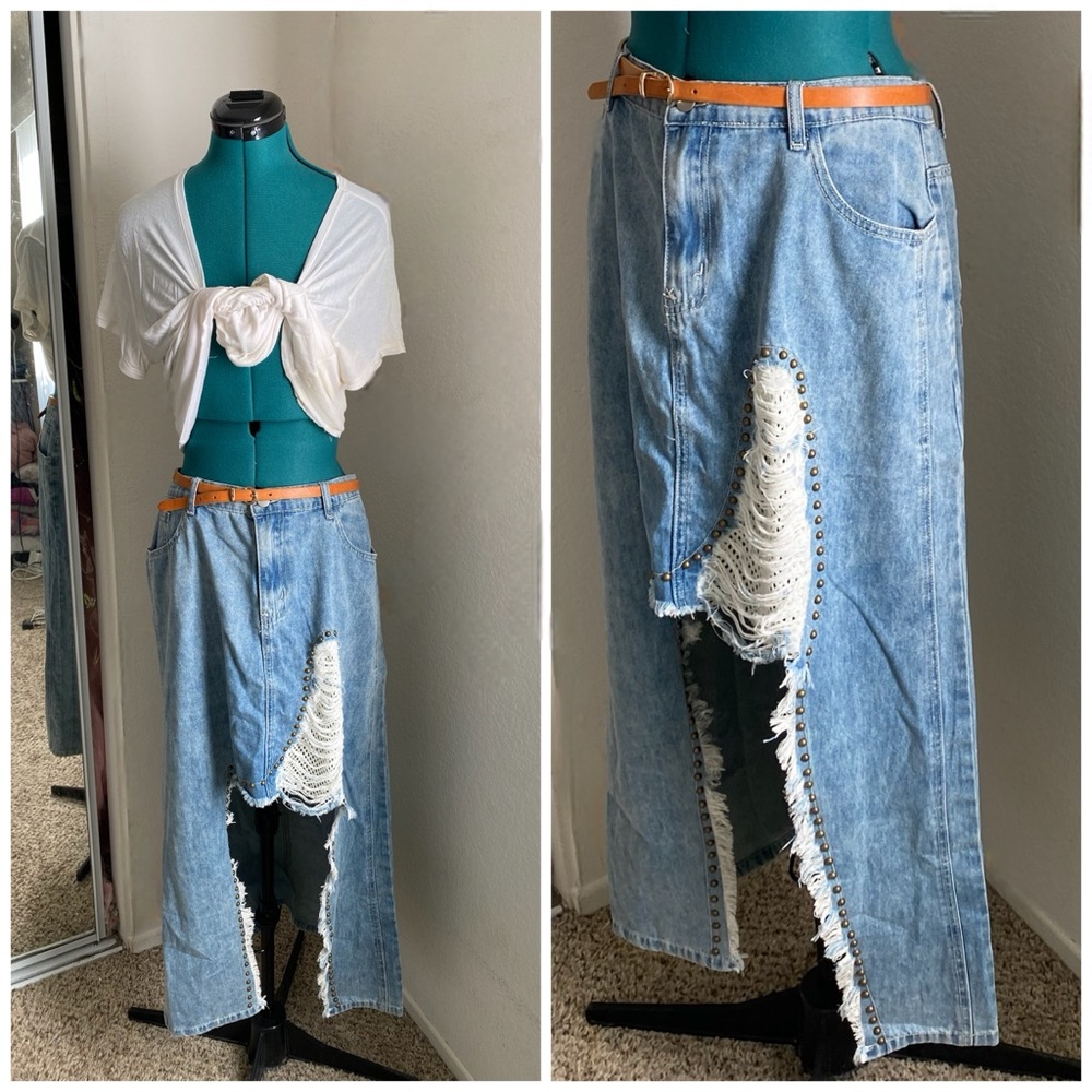 POL Asymmetrical High Low Denim Skirt Size M